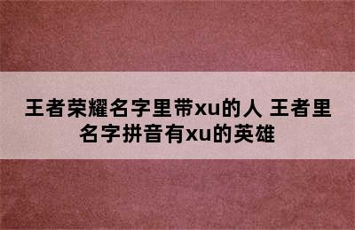 王者荣耀名字里带xu的人 王者里名字拼音有xu的英雄